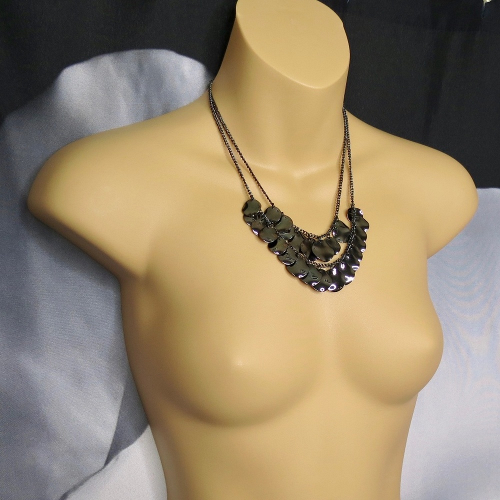 Layered Black Medallion Necklace